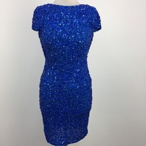 Alice + Olivia Blue Sequin Evening Dress